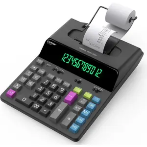 Digital Thermal Printing Calculator with Tape Print Out, Ink-Free Adding Machine, 5X Faster, Quiet at 8.0 LPS, Extra Large Fluorescent Display, Tax Calculation, with Clock and Calendar, Model SP-2401
