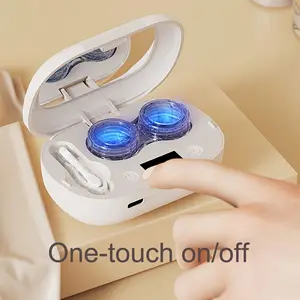 [Automatic Lens Cleaner] 1pc Portable Automatic Contact Lens Cleaner Set | Fully Automatic Folding Lens Cleaning Box with Tweezers and Solution Bottle, PE Material, Ideal for Travel and Daily Use