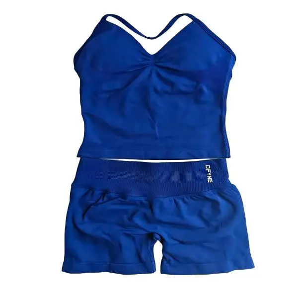 DFYNE Longline Strappy Top  Shorts Set- Seamless shaping design, hip-lifting design, women's sportswear set, suitable for various occasions such as yoga, fitness, cycling, hiking, running, sports, and outdoor leisure, Female, Casual, Cold Minimalist, Ligh