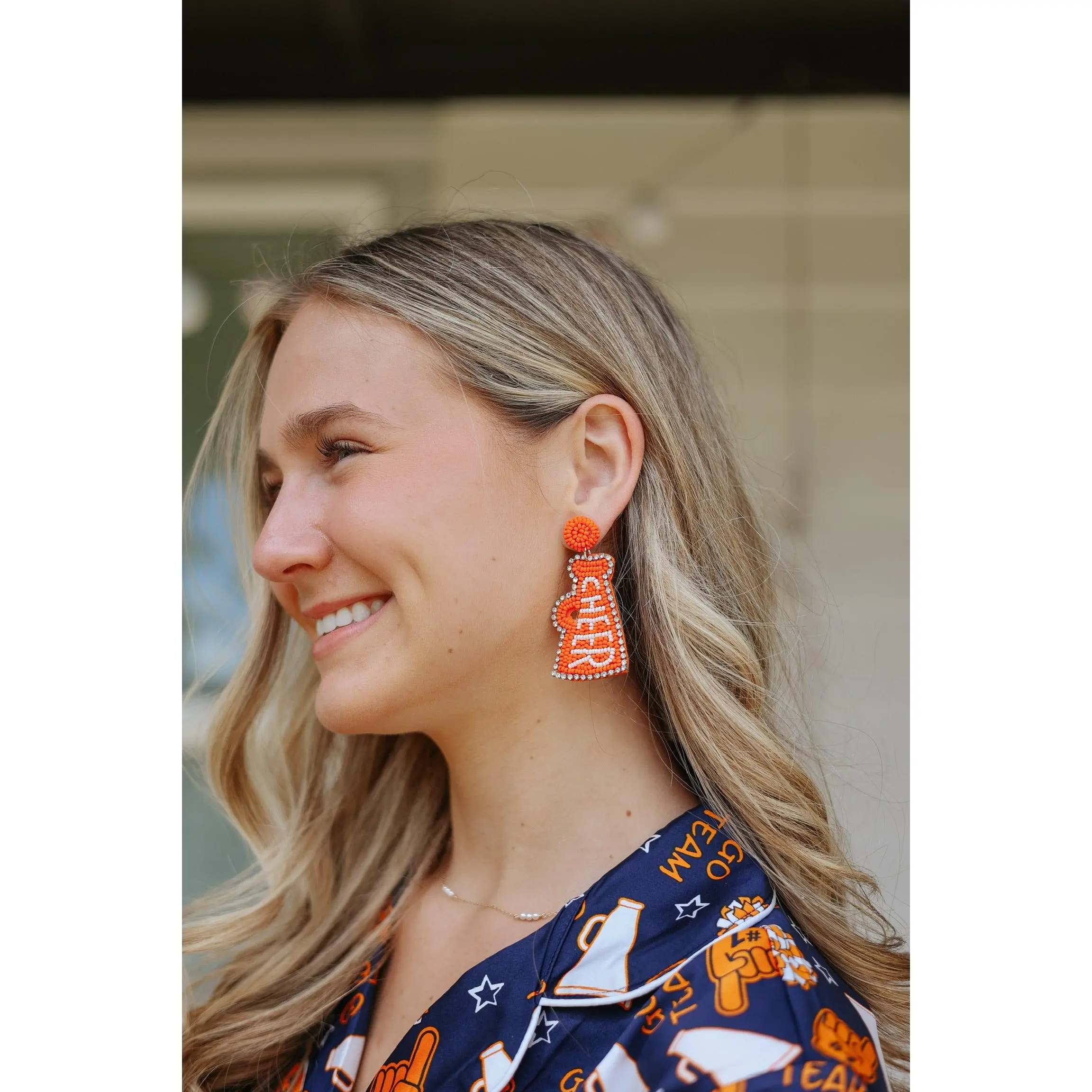 Orange Beaded Cheer Drop Earring