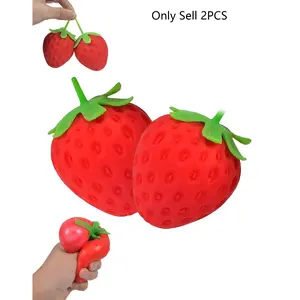 2PCS Cute Strawberry Squeeze Toys, Rebounding Sensory, Upgrade Fruit Squishies, Realistic Strawberry Stress Ball, Stress Relief for Office Workers, Stress Relief Fidgeting, Anxiety Relief, Focus Improvement, Desktop Decoration, Stress Relief Gadgets