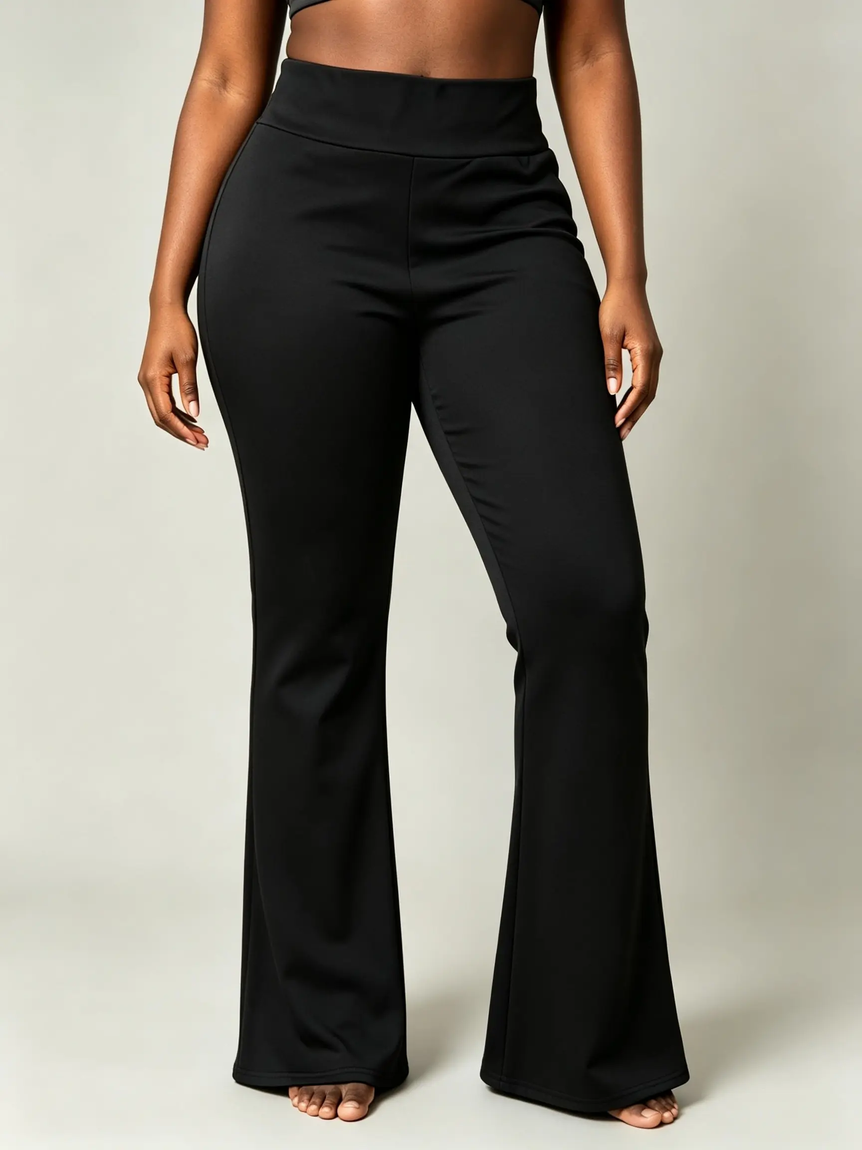 Female Stylish Solid Color Tummy Control Butt Lifting Flare Yoga Pants - Mid-Rise Black Sporty Chic s Size, Hand Wash Only Sports Bottoms, Female Stylish Clothes, Peach Hips