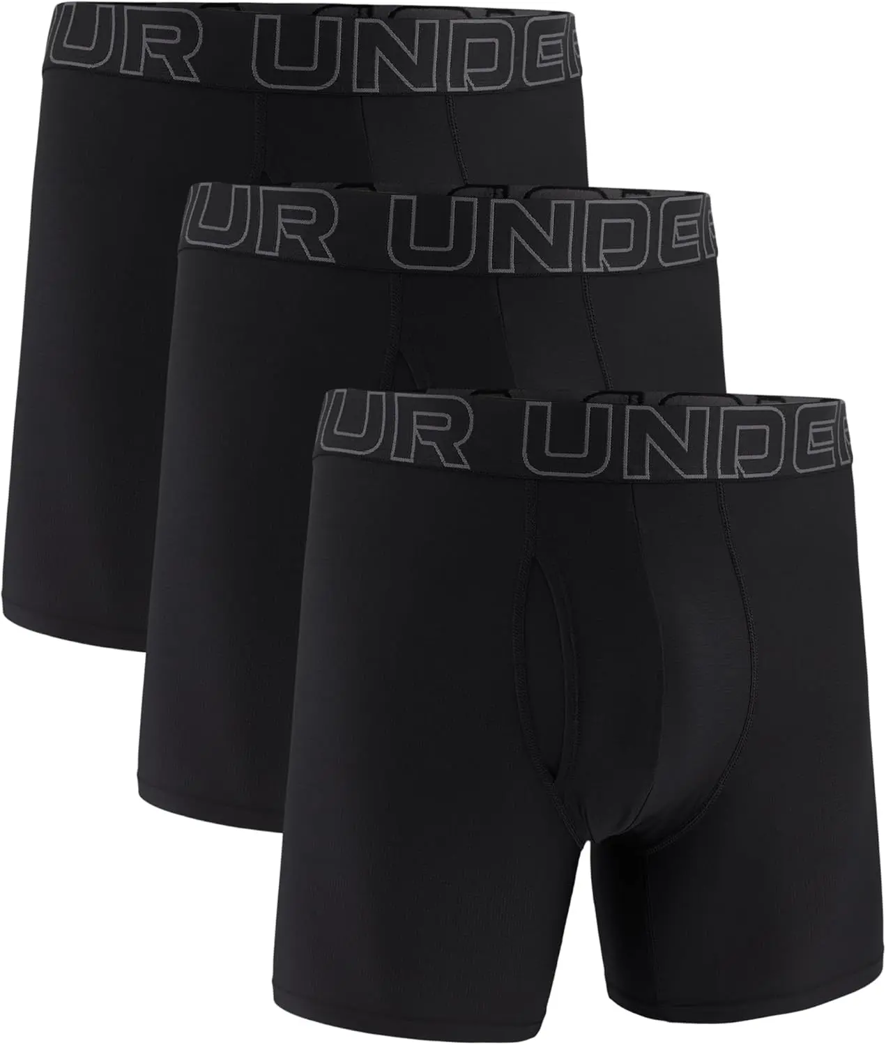 UNDER ARMOUR Men's Boxer Brief Underwear, 6-Inch Performance Tech 3-Pack, Plain Mesh Fabric with Breathable 4-Way Stretch