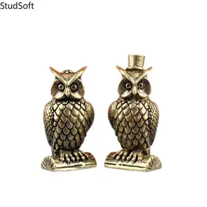 2026 New Mini Brass Owl Figurine Set, Vintage Top Hat & Round Body Owl Statues, Cute Desktop Ornaments for Home Office Tea Pet Decor, Perfect Gift for Bird Lovers