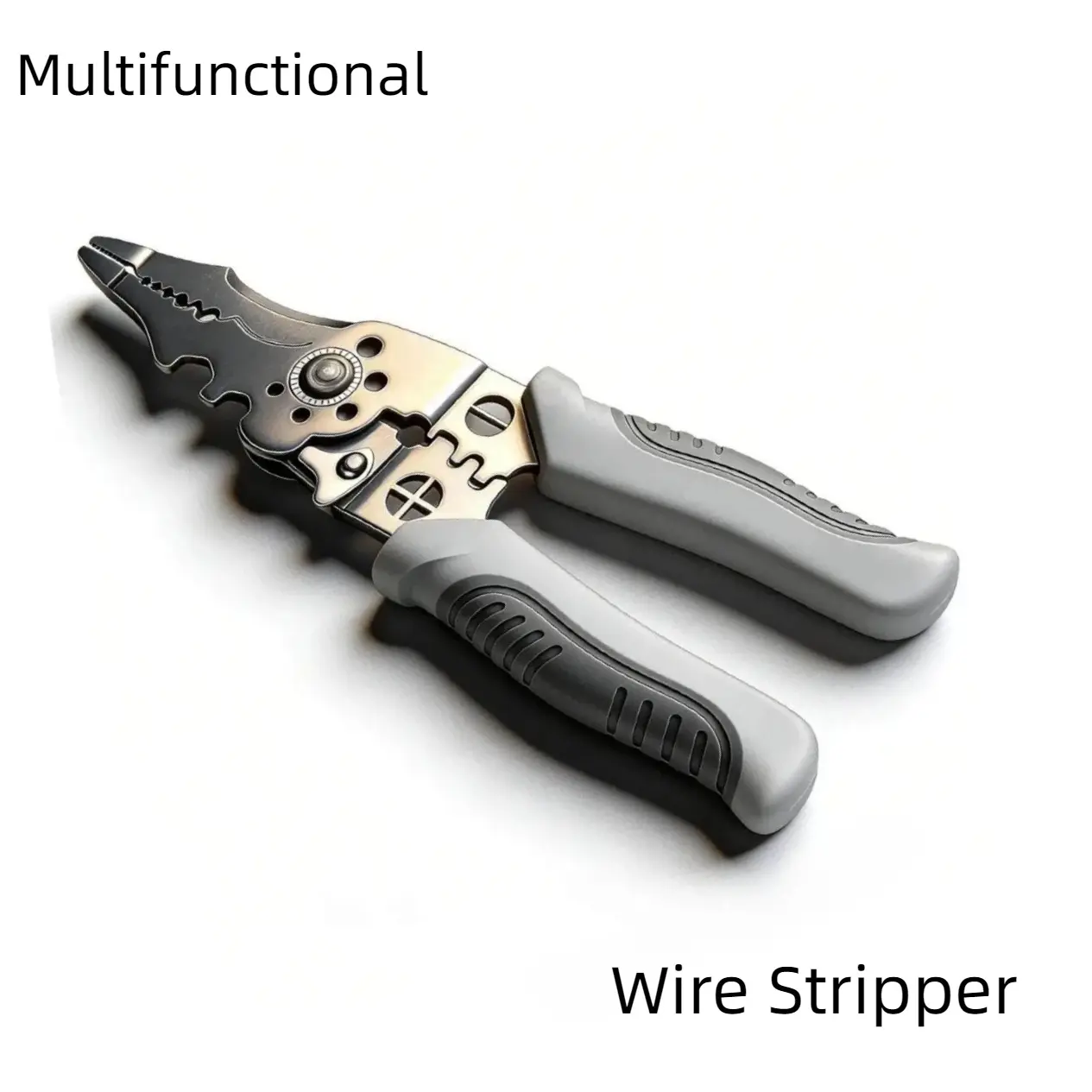 High-Carbon Steel Multifunctional Wire Stripper-Crimper-Cable Cutter Pliers, Heavy Duty Wire Cutters DIY Tools with Anti-Rust Oil, PVC-Coated Full Hand Grip, Multi-Size Nail Holes for Home Improvement, Building Supplies
