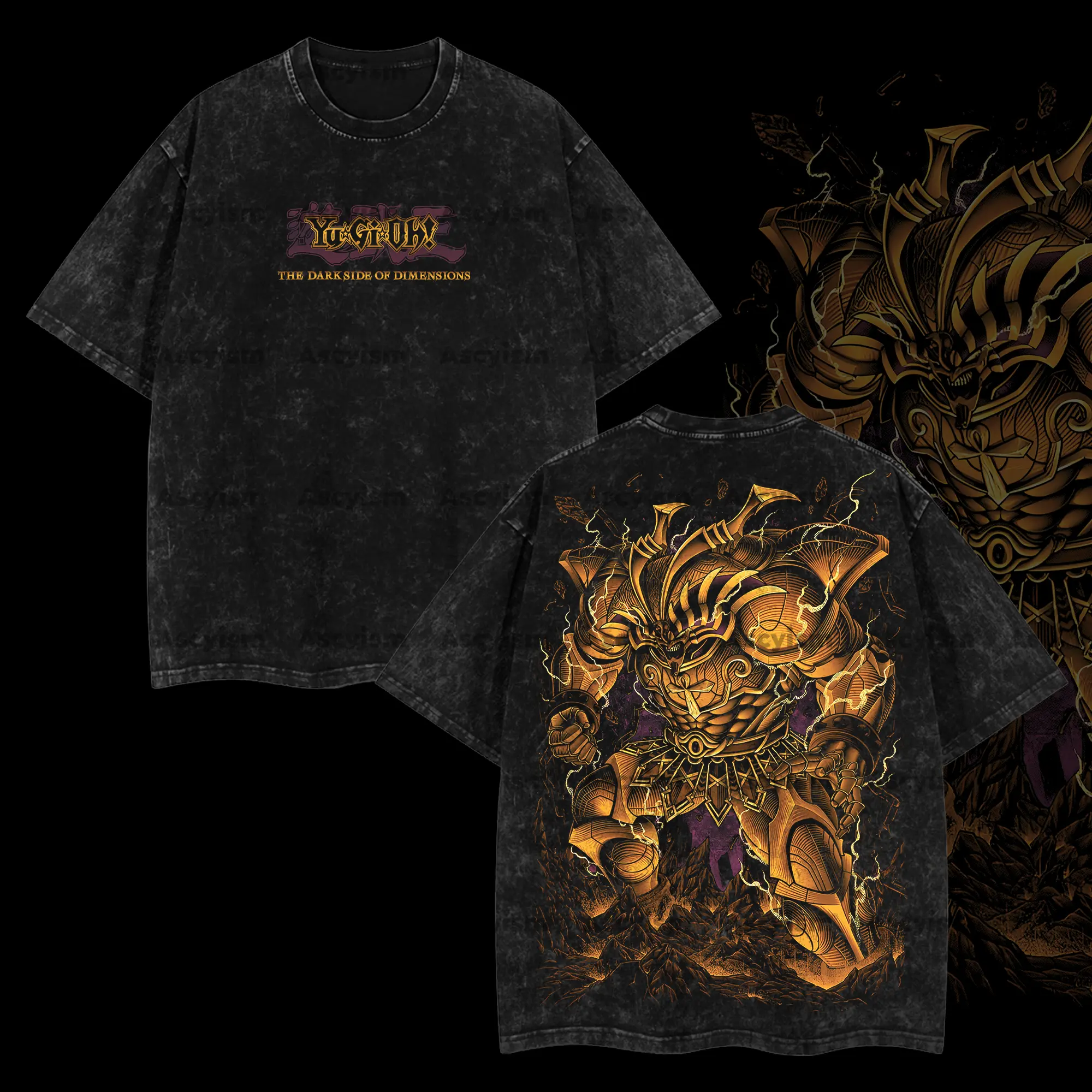 "Exodia The Forbidden One" Yu-Gi-Oh! Vintage Unisex Oversize Anime Manga Acid Washed Heavyweight Cotton T-shirt, Anime Merch, Gift For Anime Fan.