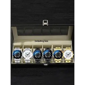 6-piece/set men's watch calendar steel strip watch men's business fashion quartz watch men's set Casual Wristwatch Set (with box)