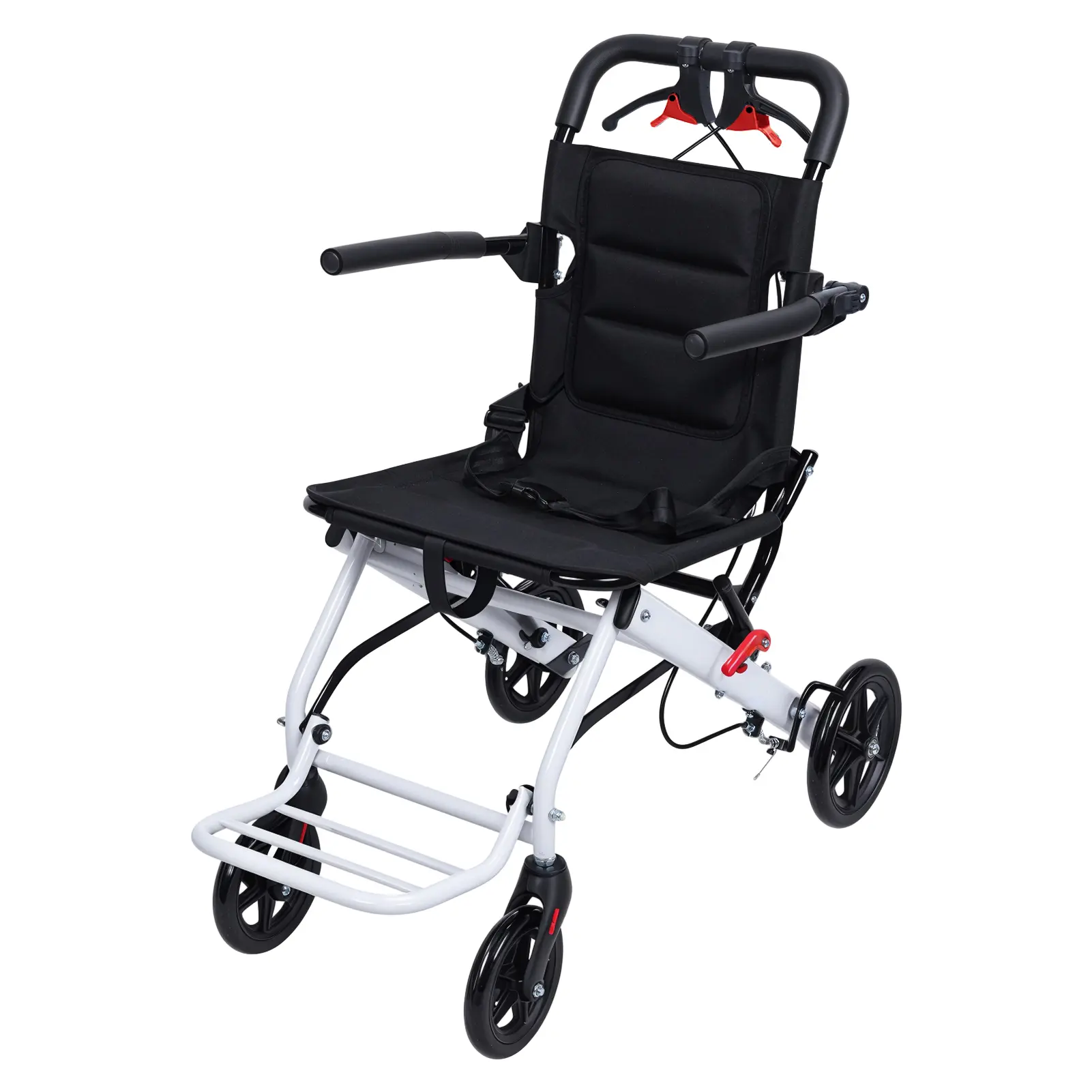 summervibes Healthcare Portable Folding Transit Wheelchair - Lightweight Aluminum, 180lbs Capacity, Narrow Doorway Accessible for Adults