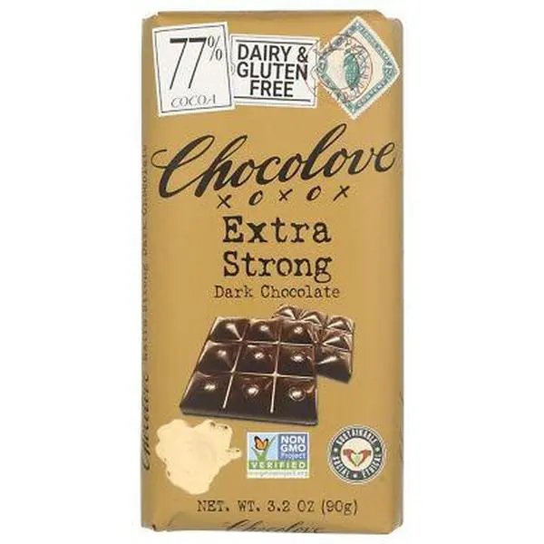 Chocolove Premium Extra Strong Dark Chocolate Bars, 3.2 oz, Pack of 2