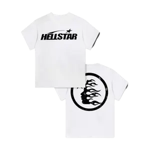 100% cotton double-sided printed Hell Star pattern T-shirt, high-quality printed T-shirt, men's round neck short-sleeved top, casual T-shirt spring and summer clothing