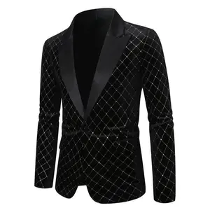 Men'S Suits Fashionable Diamond Shaped Checkered Glitter Design Suits Men'S Coat Fashionable Diamond Shaped Men Slim Fit Suits