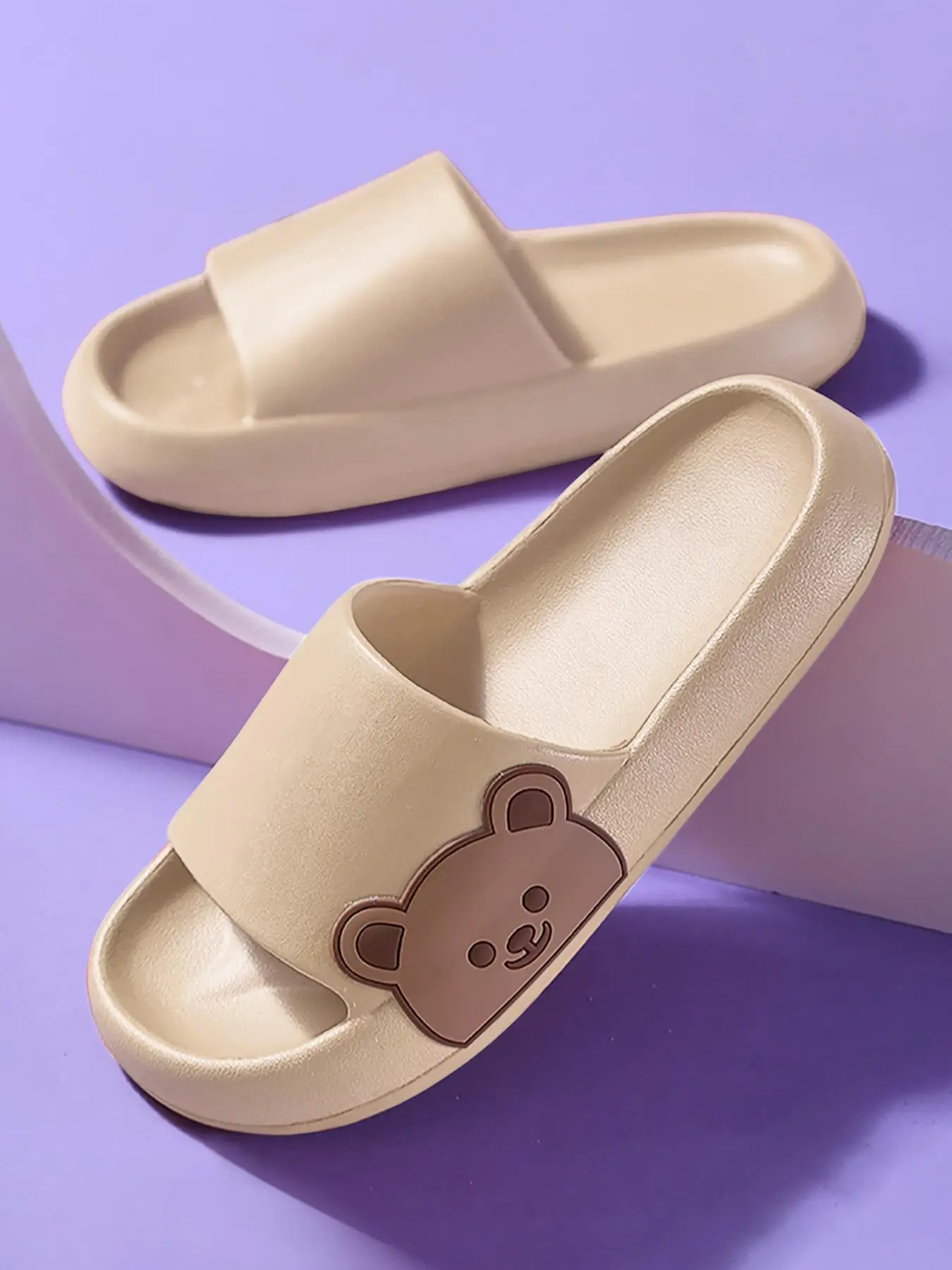 Men's Cute Cartoon Bear Pattern Wear Resistance Slippers, 1 Pair Casual Soft Comfortable Home Slippers for Women & Men, Summer 2024 Non-slip Slippers