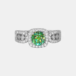 【290】“Lace Dance” 1 Carat Green Synthetic Moissanite Ring – Stunning Wedding, Engagement, or Anniversary Gift for Women. Timeless and Fashionable Jewelry for Every Occasion.