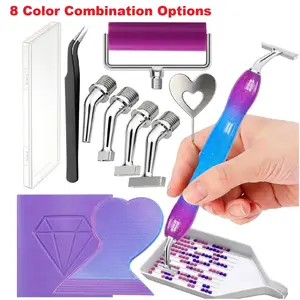 DIY 5D Diamond Painting Tool Kit, Ergonomic 45° Spiral Metal Pen Tip, Drill Pen, Roller Tools, Special Glue, Tray, Tweezers, Craft
