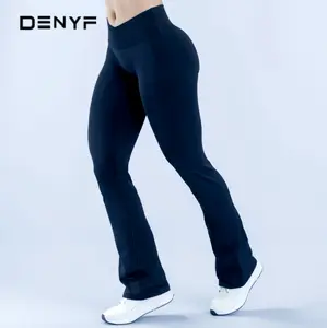 Women's Pink Flared Yoga Pants, High Waist Buttery Soft Stretchy Leggings, Casual Workout Athletic Trousers