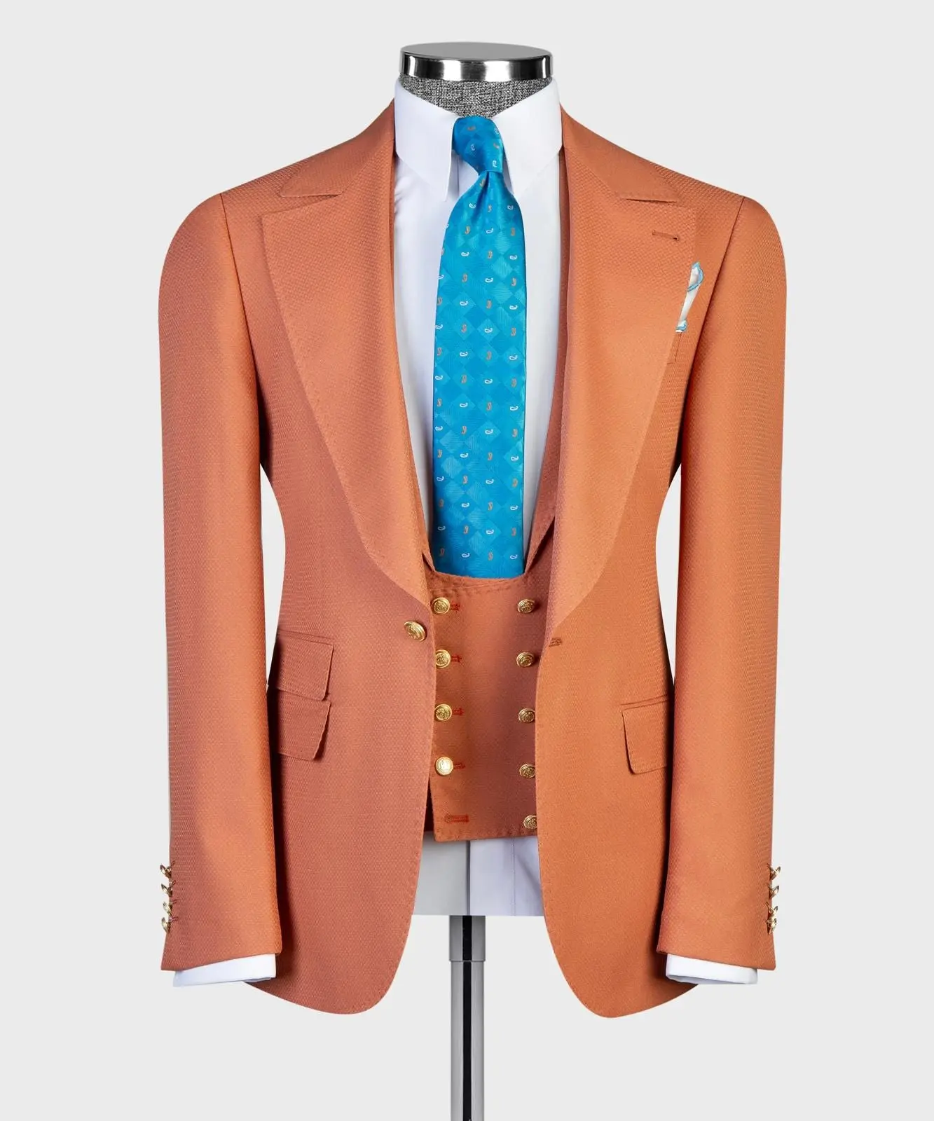 Men's Burnt Orange Three-Piece Suit for Wedding, Prom & Formal Events