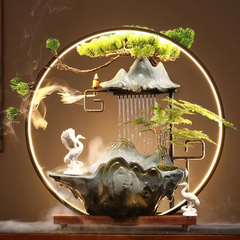 Swan 19in Flowing Water Fountain Incense Burner - Head spa headspa Thác Nước Phong Thuỷ Cho Spa Salon Heads