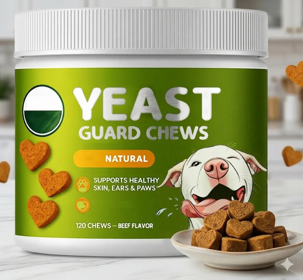 Yeast Guard Dog Supplement Chews - Beef Flavor Natural Soft Treats with Marigold, Probiotic Blend, Turmeric, Thyme, Coconut Oil, Brewer’s Yeast - Anti-Inflammatory, Reduces Itch/Redness, Supports Healthy Skin/Flaky Skin Relief for All Ages - 120 Count, Na