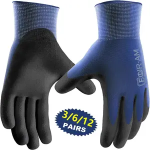 PU Coated Work Gloves Garden, Lightweight Machine Polyester Blend, Hand Protection, Ideal for Workshops & Errands, Available in 3/6/12 Pairs