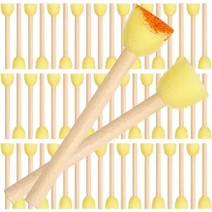 Set of 100 Round Sponge Foam Brush Set, 0.6 Inch Wooden Handle Round Sponge Brushes for Painting, Sponge Foam Brush for DIY Painting Crafts