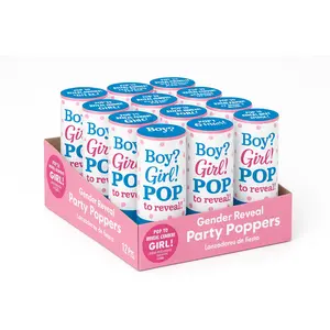 Pink Confetti Gender Reveal Poppers - 12 Pack