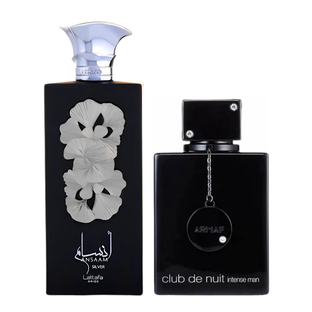 Armaf Club De Nuit Intense & Lattafa Ansaam Silver 2-Piece Packaged Multi-Scent Men's Daily Use Fragrance Gift Set, Multi-Scent Men's Fragrance