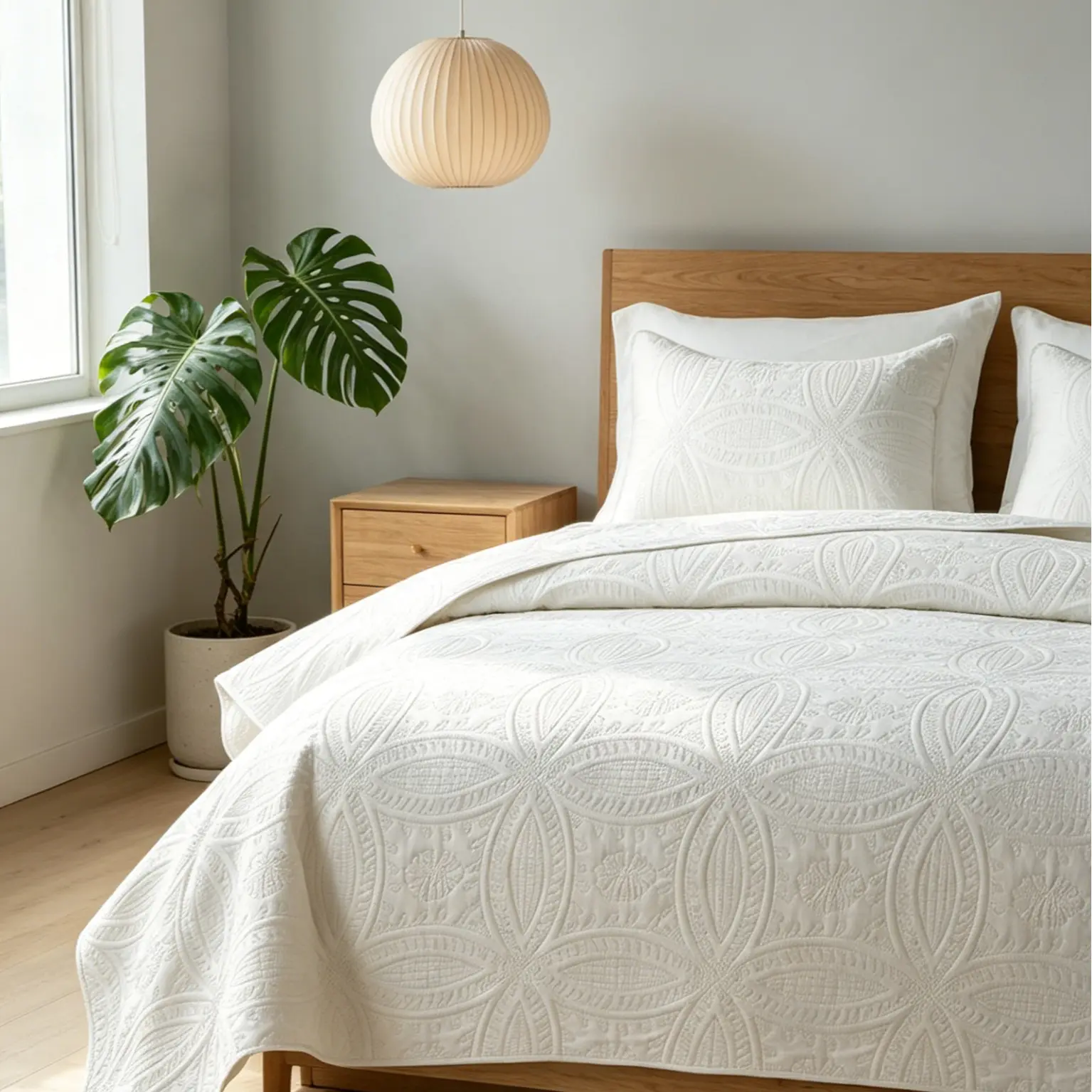 Queen Bedding Sets - 3-Piece Ultrasonic Press Coin Pattern Bedding Set, Soft High-Density Brushed Polyester Solid Color Stitch-Free Lightweight Western Look Coverlet, Durable All-Season Machine-Washable Bedspread