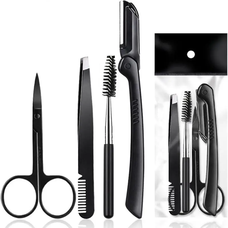 Eyebrow Trimming Kit, 1 Set Eyebrow Shaping Tool & Eyebrow Brush, Professional Eyebrow Trimming Tool for Home & Travel, Makeup, Cosmetic Makeup Tool, Home Beauty Tool, Portable Makeup Tool, Eyebrow Shaper, Cosmetic Tools