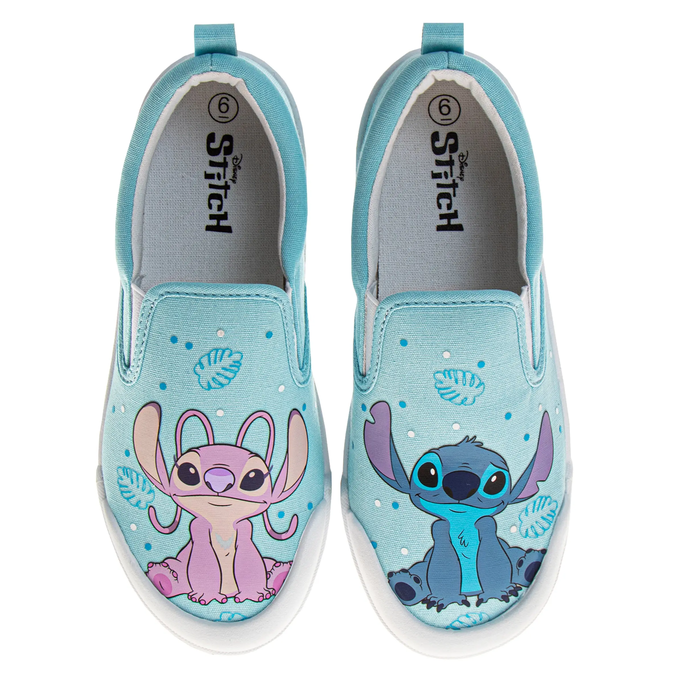 JOSMO KIDS Women's Disney Stitch & Angel Slip-On Canvas Sneakers, Comfy Round Toe Casual Walking Shoes with Soft Rubber Sole, Breathable Footwear, Soft Sole