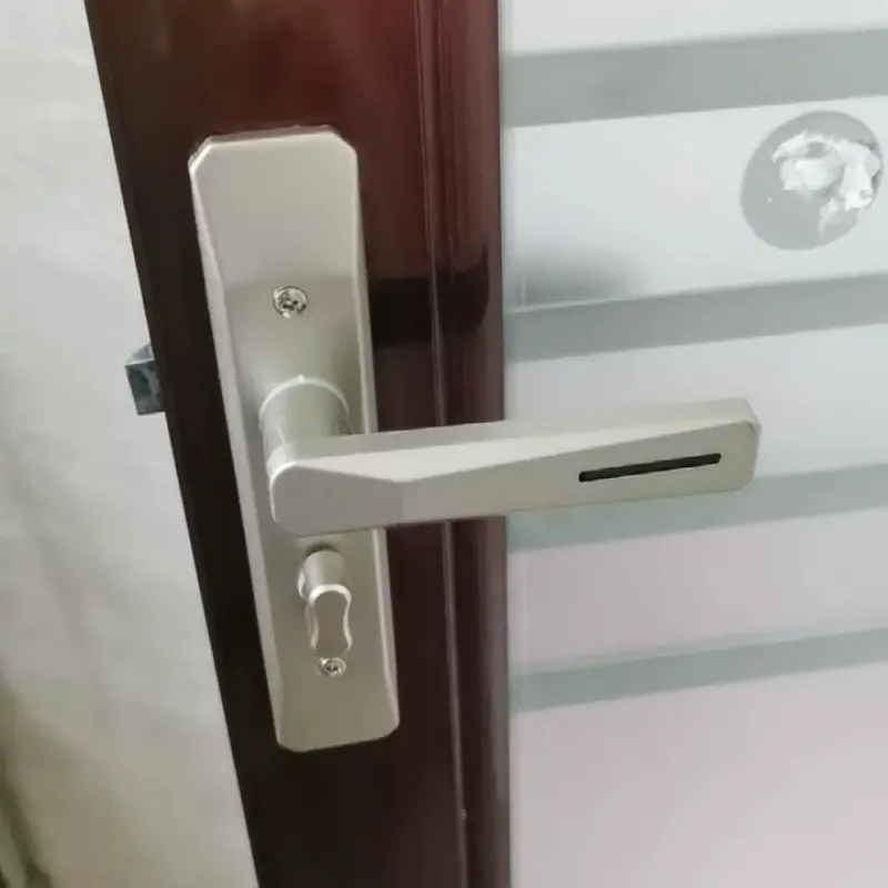 1pc Bathroom Door Lock, Metal Handle, Keyless Door Knob, Universal Left/right Hand, Aluminum Handle Iron Panel, No Battery, Detachable Cover, Industrial Safety Lock, Door Security Lock, Door Handles, Keyless Entry Lock