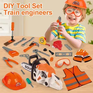 Kids Realistic Chainsaw & 12pcs Tool Set, Role-Play Toy, Durable Stem Learning Kit, Pretend Play Carpenter Tools for Toddlers