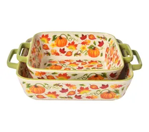 Temp-tations Harvest Set of (2) 3-qt & 2.5-qt Nesting Bakers