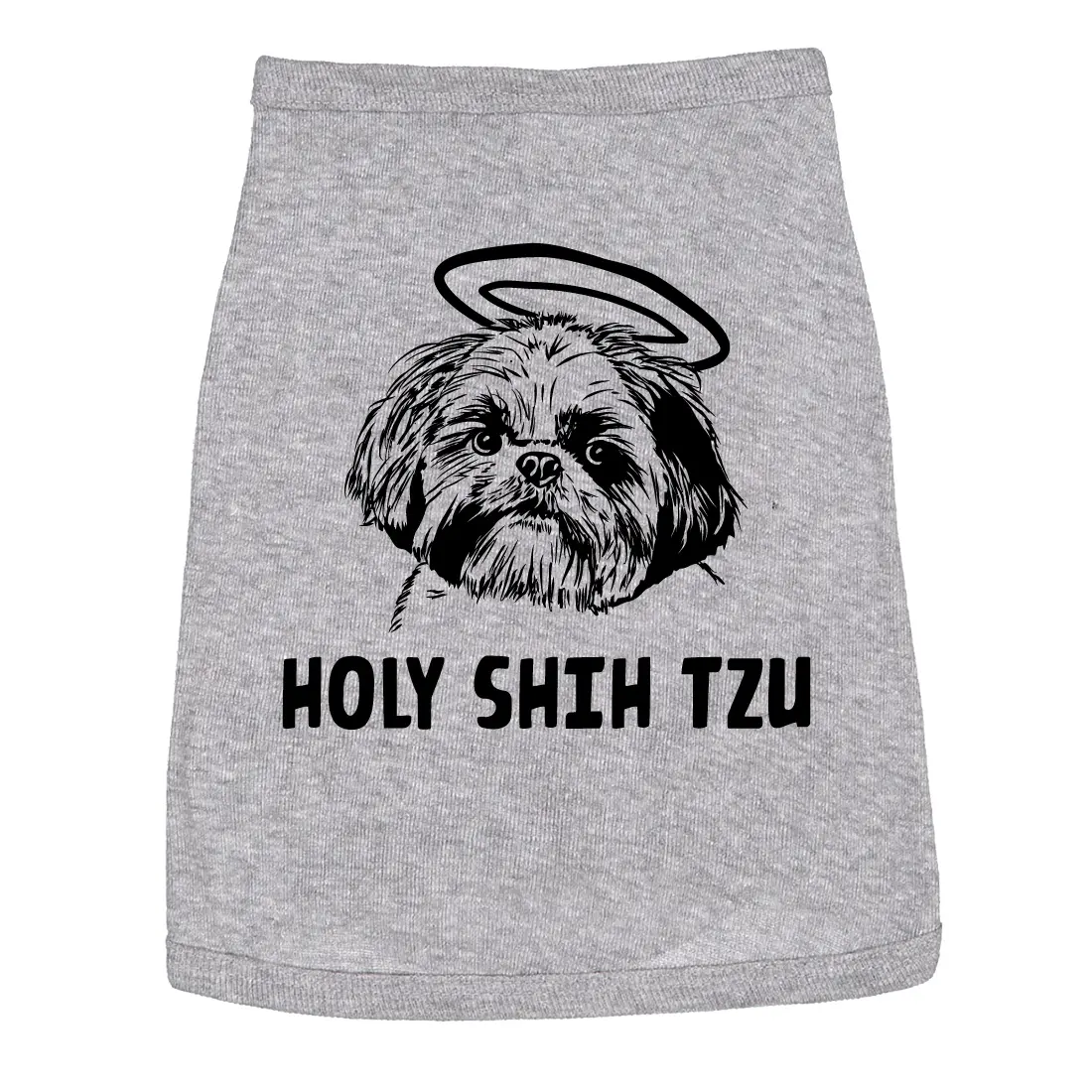 Dog Shirt Holy Shih Tzu Funny Clothes for Small Puppy Funny Dog Puppy TShirt Light Grey