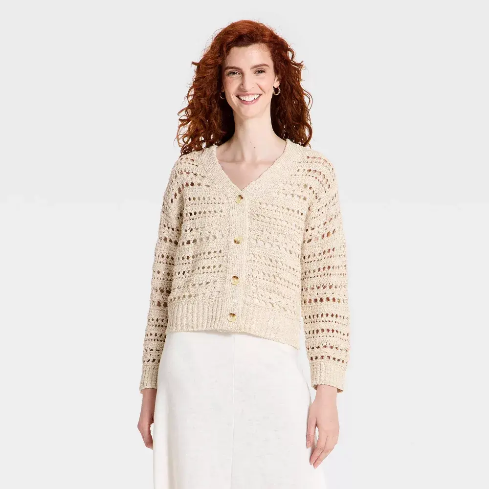 Women's Openwork Cardigan Sweater - Universal