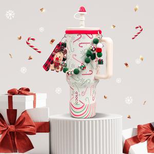 40oz tumbler with handle & flip straw, 1 count stainless steel insulated water bottle, drinking cup for home, office, car, summer cool bottle