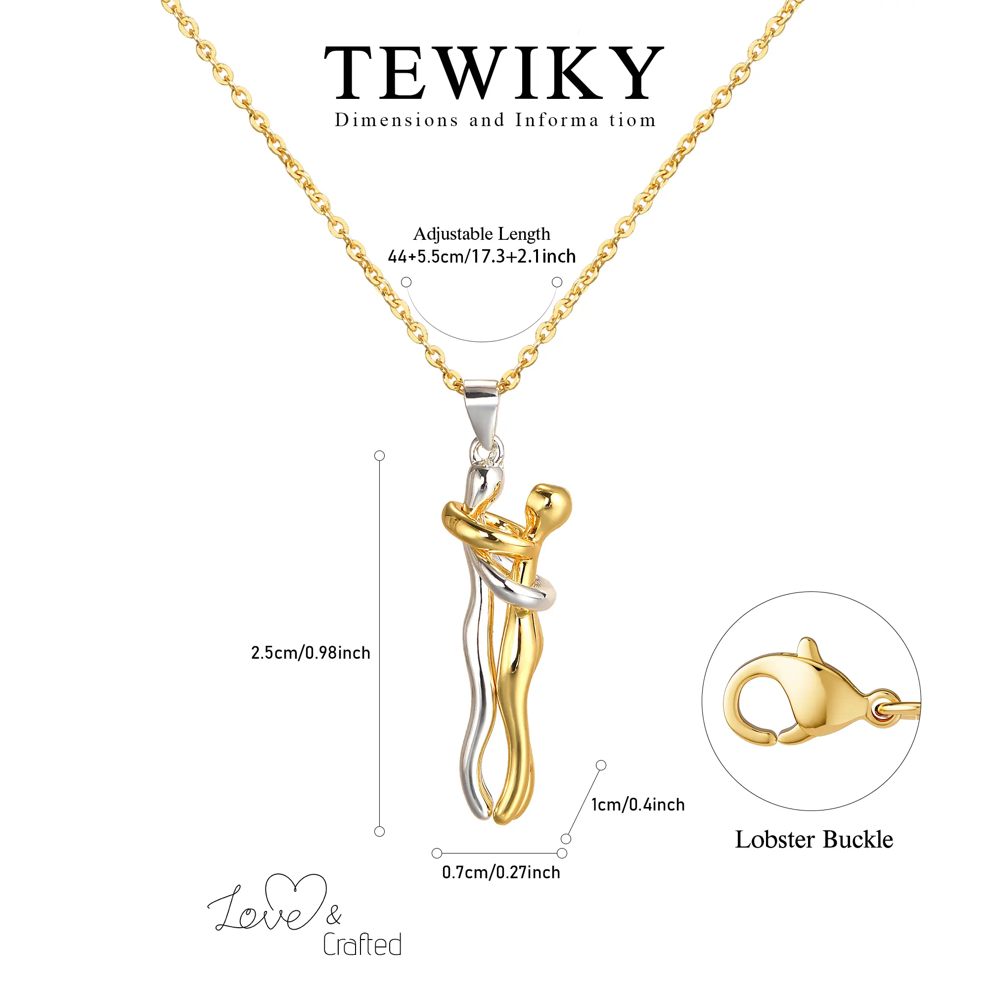 Greenish Spring Jewelry Love Style Hug Couple Necklace for Him and Her Unisex Men Hugging Pendant Necklace Jewelry Valentine's Day Gifts for Women Wife Girlfriend i love