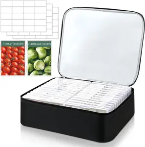 26 Slots Seed Storage Organizer Box, Reusable Oxford Cloth Seed Packet Storage Holder, Holds 80–200 Seed Envelopes, Insulated Garden Seed Container with Label Stickers for Vegetable and Flower Plant Seeds
