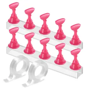 Stand   Art Display Stand Practice  Holder for Painting Nails  Practice Stands with Double-sided Tape For Home DIY Salon Supplies (Rose pink)