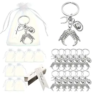 36pcs Western Cowgirl Keychain Set, Includes Hats & Boots Charms, Metal Key Ring, Cute Country Style Star Boot Hat Key Chain