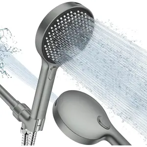 High  Shower , 4-mode Handheld Showerheads with 70 Inch Stainless Steel Hose, Built-in Power Wash to Clean Tub, Tile & Pets, Anti-clog Nozzles, Adjustable Bracket, Grey