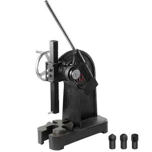 Arbor Press 3 Ton Ratchet Type Arbor Press With Handwheel For Punching And Forming, Ratchet Leverage Arbor Press, 12.2-Inch Maximum Height, Cast Iron Manual Desktop Punch Press For Stamping, Bending, Stretching, Forming