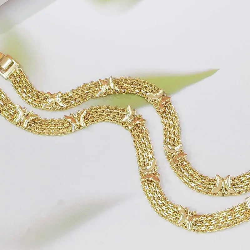 Unisex Dainty Gold Butterfly Multi-Chain Bracelet-Bangle, Elegant Costume Jewelry, Ideal Bestie Pair Gift for Casual Wear, Gold Bangle, Elegant Accessory, Elegant Bangle