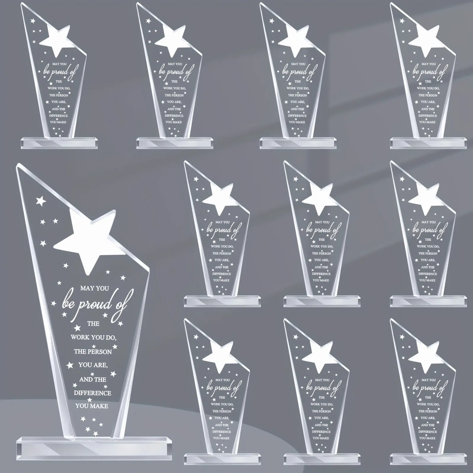 10pcs Plaques Trophy Employee Appreciation Awards for Coworker Acrylic Thank You Trophy May You Be Proud Of The Work You Do Sign Prizes for Adults Retirement Goodbye Farewell Gift for Women Men (Stylish)