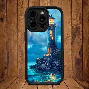 A frosted anti-drop phone case with a seaside lighthouse pattern, suitable for iPhone 17 Air/16 Plus/15 Pro Max/14 Pro/13/12/11/XS Max/X phone case, an ideal choice for holiday gifts for family, friends, lovers, boyfriends, girlfriends TY521