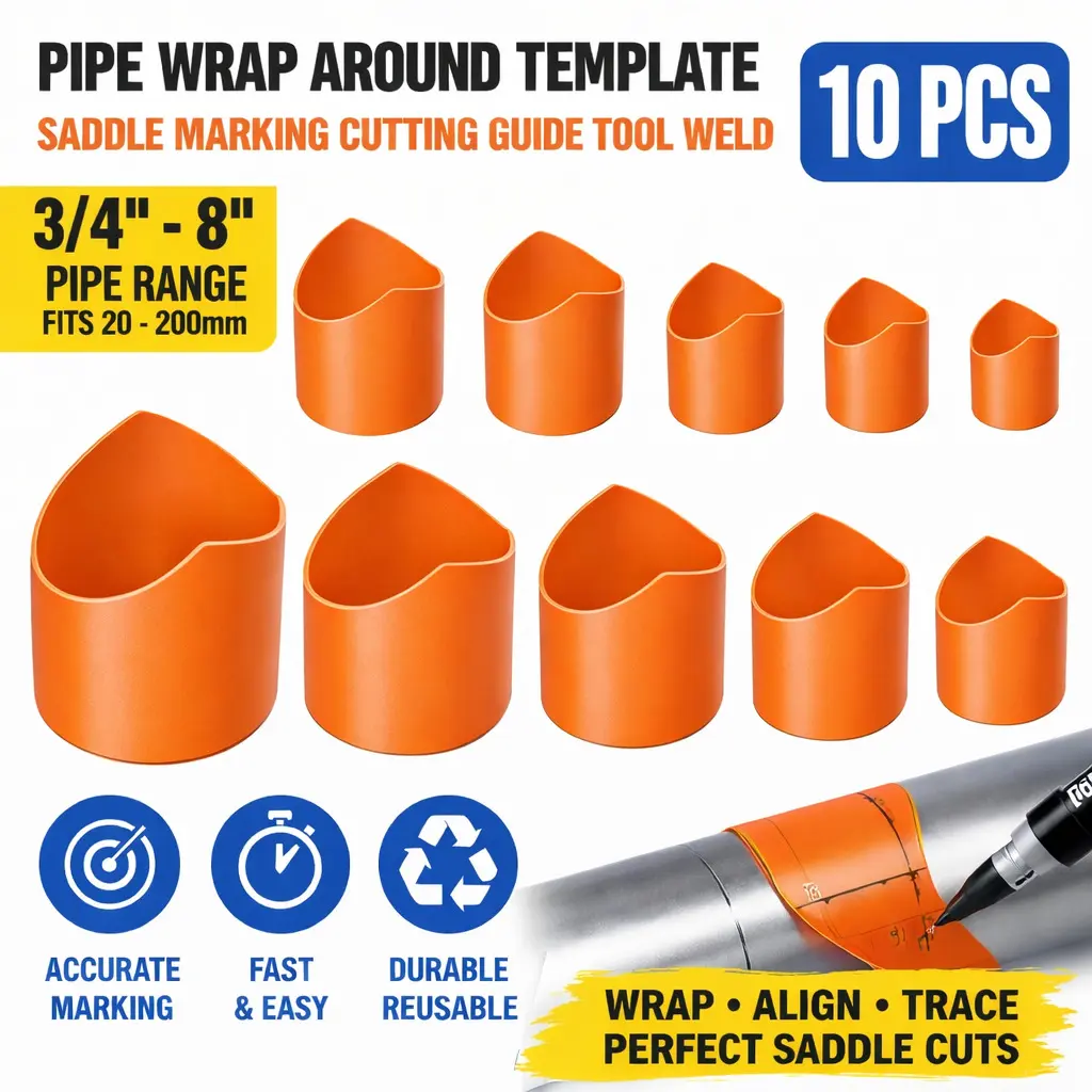 10 PCS Pipe Wrap Around Template 3/4"-8" Saddle Marking Cutting Guide Tool Weld
