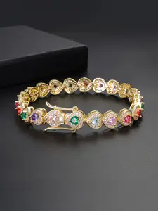 1PC ICED CHICS colorful heart-shaped bracelet, Exquisite Trendy Bracelet, an elegant and noble bracelet. Give it to your mother or partner. It's beautiful and fashionable, enhancing your temperament
