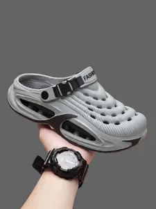 Men's Fashion Outdoor Breathable Slip-On Shoes, Thick Sole Lightweight Comfort, Summer Casual Footwear, Stylish Hole Design