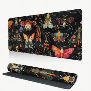 Mysterious Moth Pattern Mouse Pad, 35.4x15.7 Inches, Non-Slip Base, Durable Keyboard Mat, Extended Desktop Pad for Laptop Mouse and Keyboard