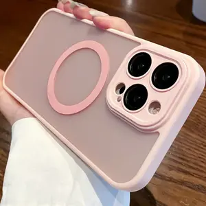 Magsafe Magnetic Skin Feel Case with Lens Film, Apple iPhone 14 Pro Max, Soft Silicone Protective Cover, Full Coverage Anti-Drop