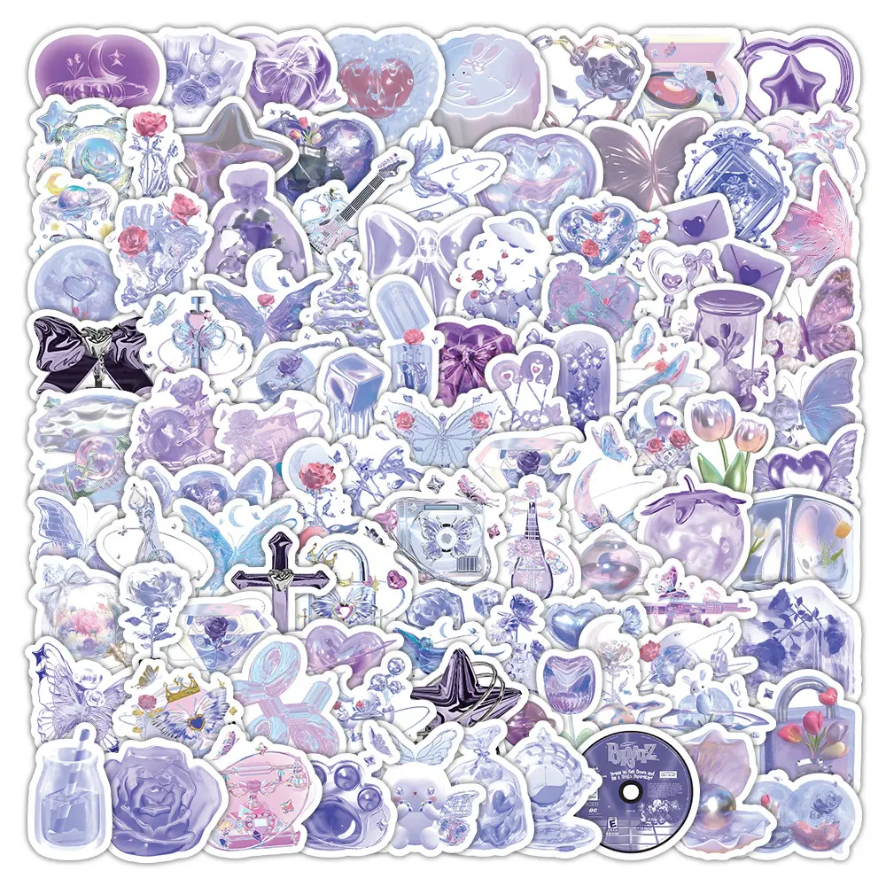 103 Pcs Glittery Shimmery Purple Stickers - Sparkling Decorative Decals for Notebook & DIY Craft Embellishment, Sticker Set